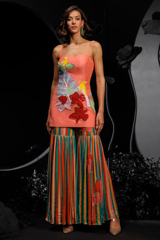 Peach sparrow tunic & sharara