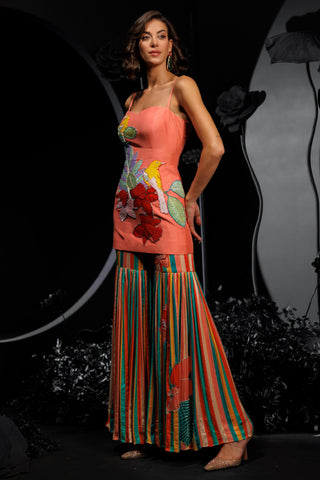 Peach sparrow tunic & sharara