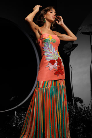 Peach sparrow tunic & sharara