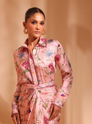 Pink hasi malgudi day skirt set