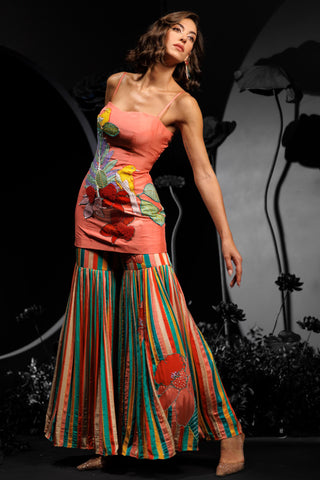 Peach sparrow tunic & sharara