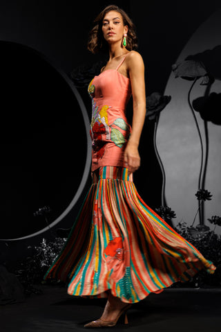 Peach sparrow tunic & sharara