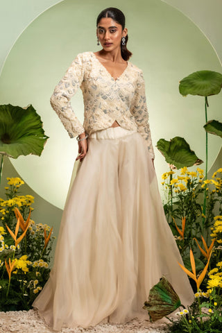 Jacket Set for Contemporary Wear – Ivory Eden by Pallavi Poddar