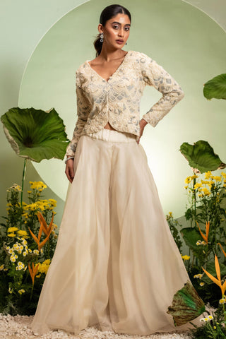 Jacket Set for Contemporary Wear – Ivory Eden by Pallavi Poddar