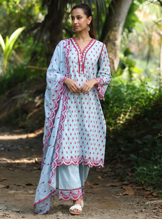 Blue nivi malgudi day kurta set