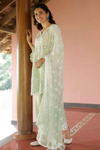 Green jaithra malgudi day kurta set