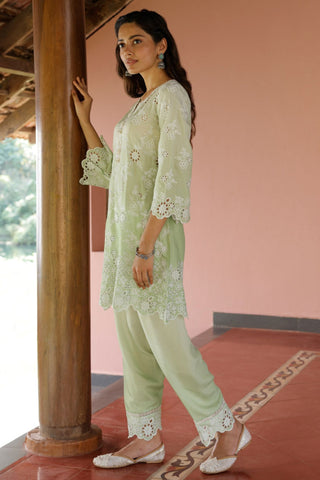 Green jaithra malgudi day kurta set