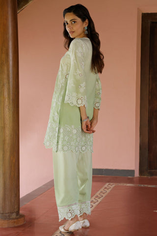 Green jaithra malgudi day kurta set