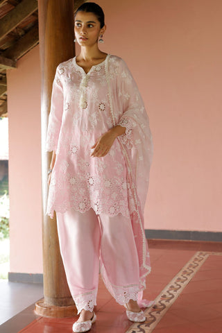 Pink jaithra malgudi day kurta set