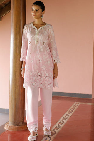 Pink jaithra malgudi day kurta set