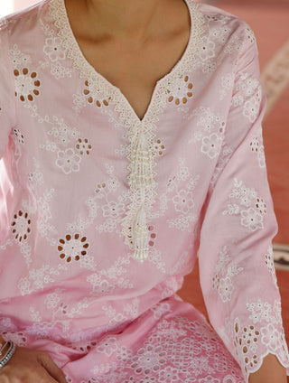 Pink jaithra malgudi day kurta set