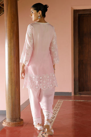 Pink jaithra malgudi day kurta set
