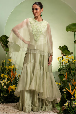 Ruffle Skirt Set for Indian Wedding – Green Eden by Pallavi Poddar