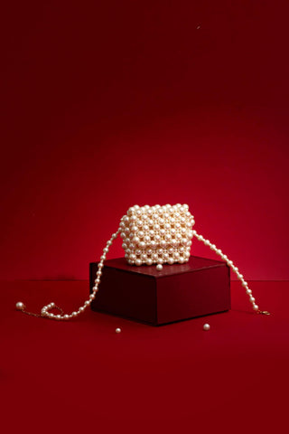 White alba pearl belt bag