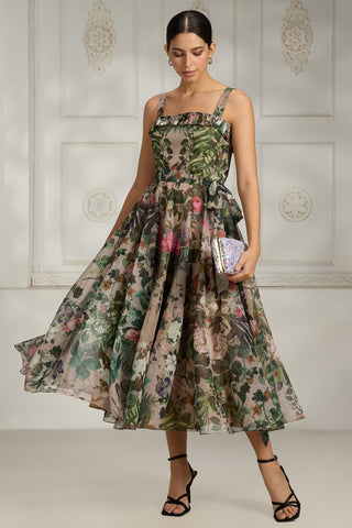 Beige organza beige dress