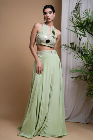 Green sitara indo skirt set
