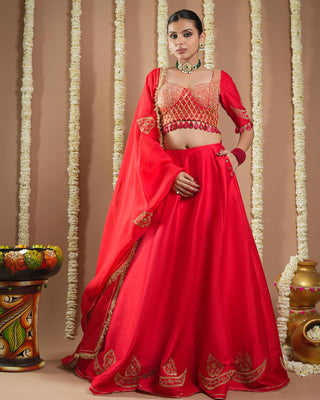Chilli red heavy avyanna lehenga set