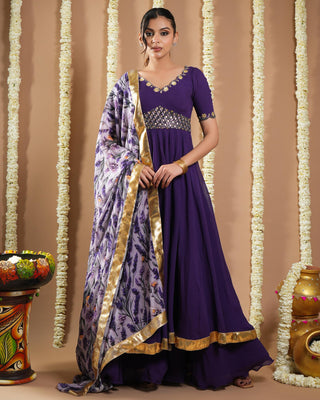 Dark purple avyanna anarkali set