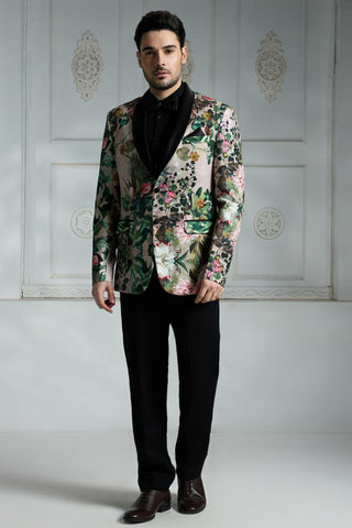 Beige printed blazer