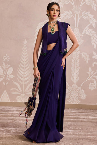Purple nooreh ever after jacket saree set