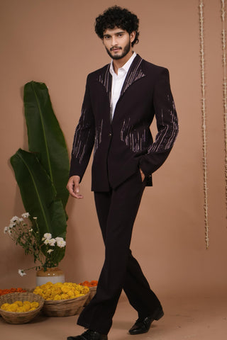 Coat pant set for Contemporary Wear – Dark Purple by AHI Clothing