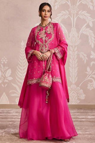 Pink nooreh ever after organza sharara set