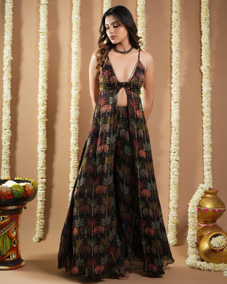 Black printed avyanna indo set