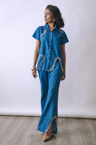 Blue hooked in summer riviera flux co-ord set