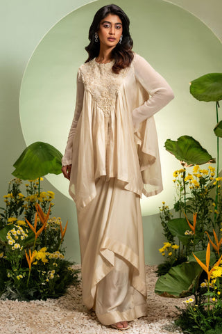 Skirt Set for Indian Wedding – Ivory Eden Drape by Pallavi Poddar