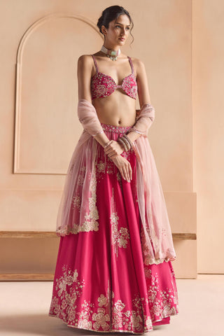 Lehenga Set for Indian Wedding - Pink Off The Record Embroidered Mulberry Lehenga Set by Osaa by Adarsh at Mrs. G

