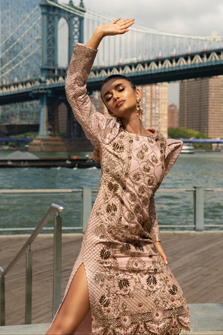 Dress Contemporary Wear Pink Slit Dress by Aashima Behl