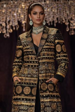 Jacket Set Regal Wear - Black Shahi Taqdeer Jacket Set by Banjara Trail