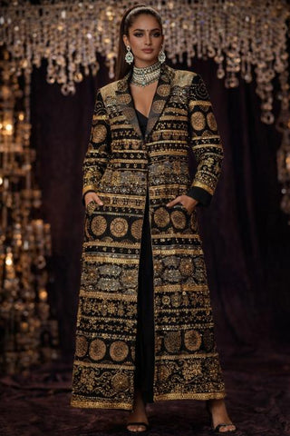 Jacket Set Regal Wear - Black Shahi Taqdeer Jacket Set by Banjara Trail