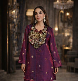Kurta Set Regal Wear - Purple Fiza Embellished Kurta Set by Banjara Trail