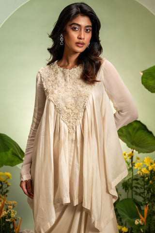 Skirt Set for Indian Wedding – Ivory Eden Drape by Pallavi Poddar