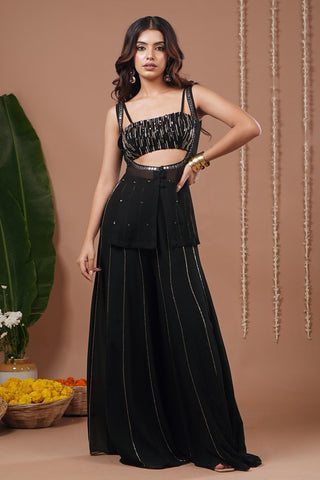 Indo set for Indian Wedding – Black Georgette Heavy by AHI Clothing