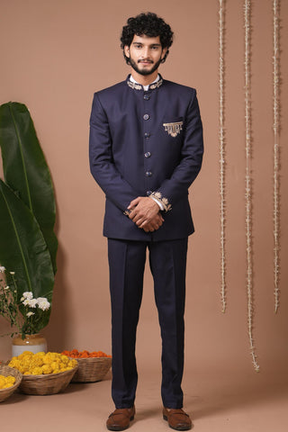 Jodhpuri set for Indian Wedding – Navy Blue by AHI Clothing
