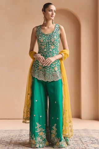 Sharara Set for Indian Wedding - Green Off The Record Sharara Set by Osaa by Adarsh at Mrs. G

