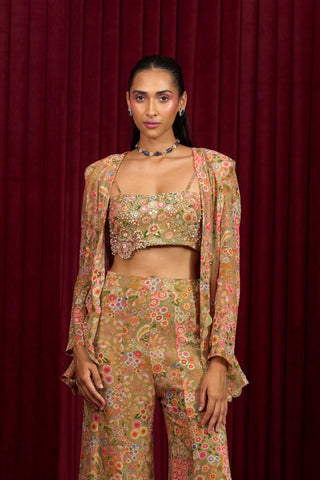 Green fusion jazz-e-jashn jacket set