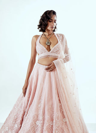 Lehenga Set for Indian Weddings – Pink Iris Organza Elegance by Pallavi Poddar