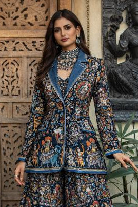 Sharara Set Festive Wear - Blue Nritya Katha Sharara Set by Banjara Trail