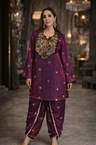 Kurta Set Regal Wear - Purple Fiza Embellished Kurta Set by Banjara Trail