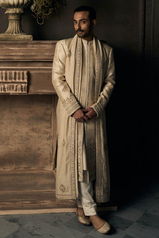 Sherwani Indian Wedding - Ivory Royal Mogra by Matsya