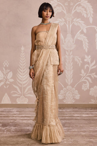 Gold nooreh ever after saree gown set