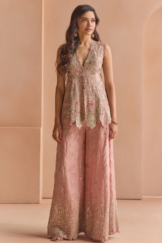 Sharara Set for Indian Wedding - Pink Off The Record Embroidered Sharara Set by Osaa by Adarsh at Mrs. G

