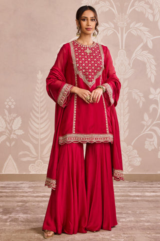Red nooreh ever after sharara set