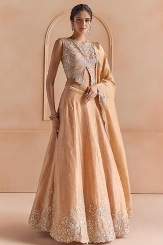 Lehenga Set for Indian Wedding - Gold Off The Record Tissue Lehenga Set by Osaa by Adarsh at Mrs. G

