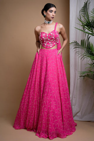 Pink sitara digital print indo lehenga set