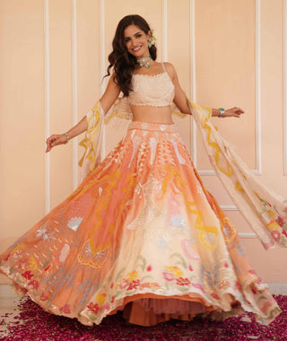 Orange dil se rumi lehenga