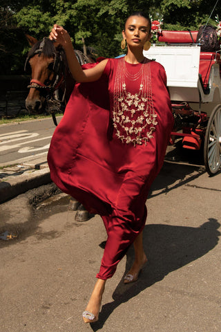 Red Kaftan Indian Wedding Red Embroidered Kaftan by Aashima Behl